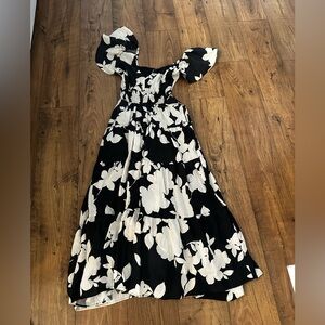 Anthropologie Black and White Floral Maxi Dress